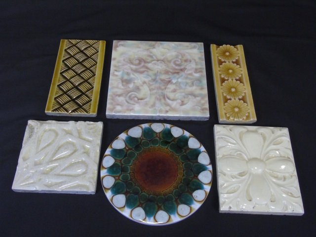Lot of 6 Assorted Antique & Vintage Majolica Tiles (1 of 8)