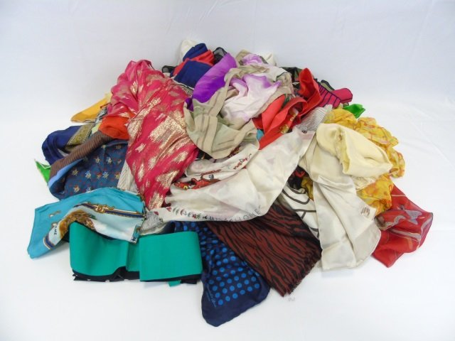 Huge Lot of 68 Silk Scarves & Pocket Squares (1 of 6)