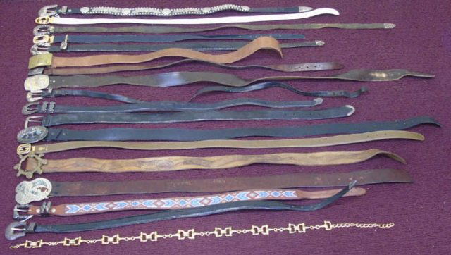 Lot 18 Assorted Leather Belts w/ Sterling Buckles (1 of 6)