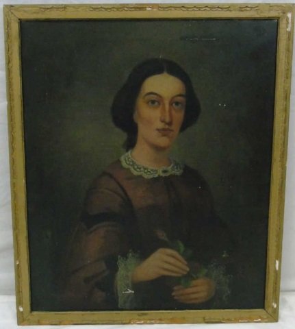 Antique 19th C American School Portrait Painting (1 of 2)