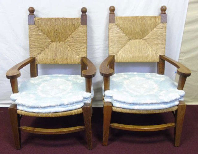 Custom Made Rush Seat w/ Cushion Armchairs (1 of 7)