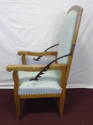 Custom Antique Wood & Hardwood Reclining Armchair (1 of 7)