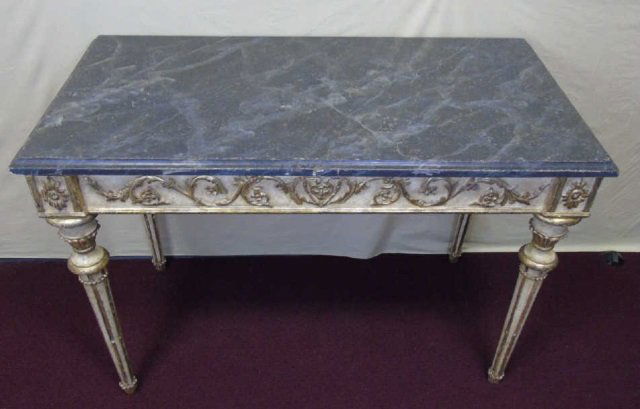 Italian Painted Faux Marble Top Console Table (1 of 8)