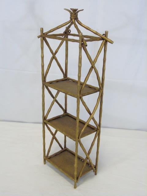 Gold Painted Brass Curio Shelf Twig Detail (1 of 4)