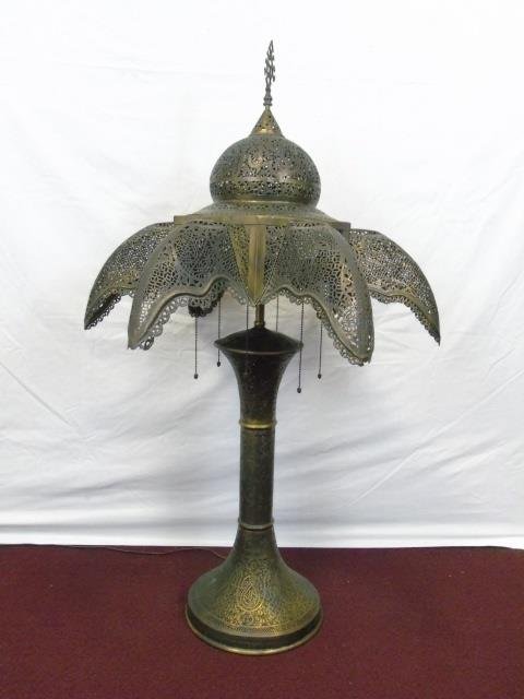 Large Vintage Openwork Metal Turkish Lamp (1 of 3)