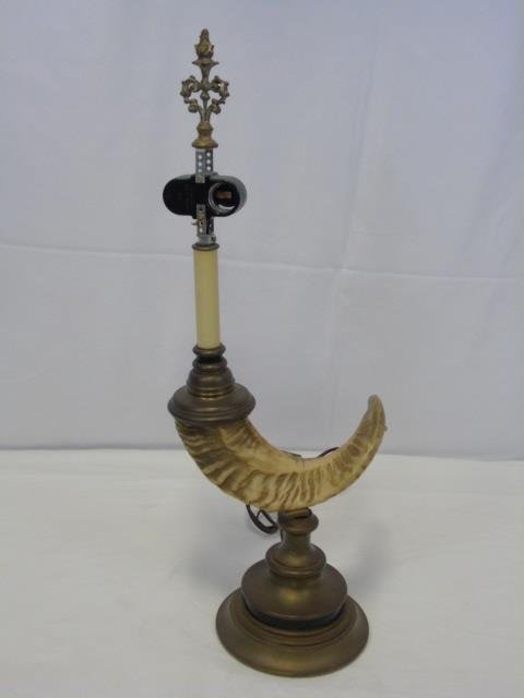 Antique Ram Horn Desk Lamp Antique Brass Base (1 of 4)