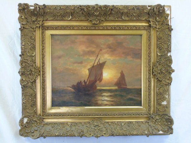 Oil on Canvas of a Seascape After Moran: Oil on canvas painting of a seascape, after Thomas Moran. Unsigned. 32" W x 28" H.