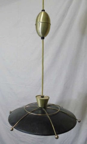 Mid Century Modern Brass Ceiling Light Fixture: Mid Century Modern Brass Ceiling Light Fixture. Three lights.