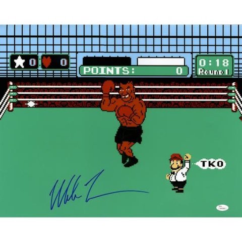 Mike Tyson Autographed 'Punch-Out' 16x20 Photo: Mike Tyson Autographed 'Punch-Out' 16x20 Photo (JSA Authenticated). Everyone’s favorite video game, Mike Tyson’s Punch out, 16 x 20 screen shot photograph of the final boss, former World Champion 