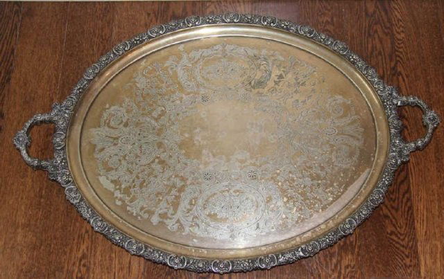 Large Antique English Silver Plate Sheffield Tray (1 of 3)