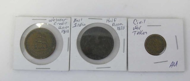 3 Antique Coins East India Co. Civil War Van Buren (1 of 7)