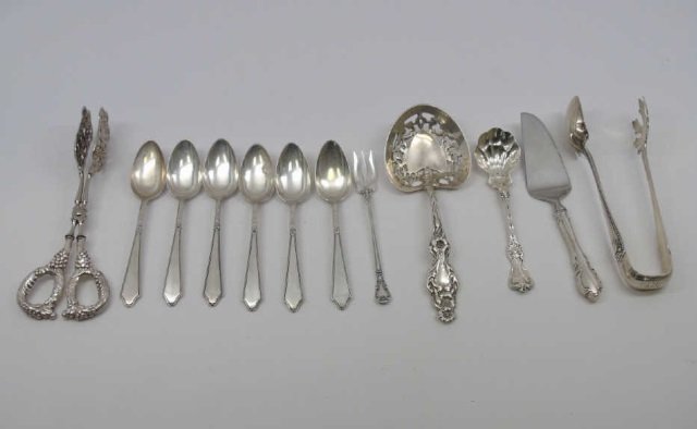 Lot of Vintage Sterling Silver Spoons Server Tongs (1 of 6)