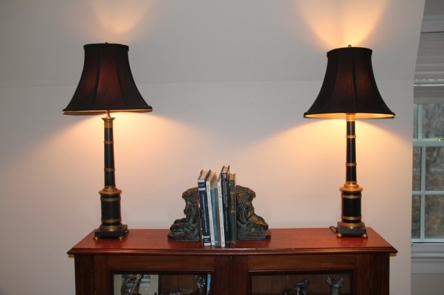 Pair Gilt Ormolu & Metal Column Lamps (1 of 4)