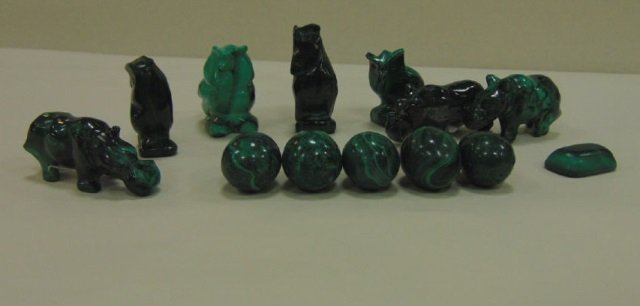 Lot of 13 Malachite Items Eggs Animals (1 of 6)