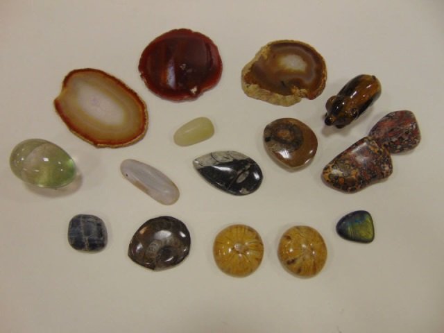 Lot of 16 Various Stones Fossils Cat's Eye Agate (1 of 7)