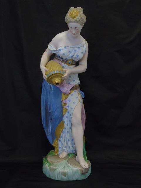Antique Large Bisque Figure of a Maiden w/ Urn (1 of 7)