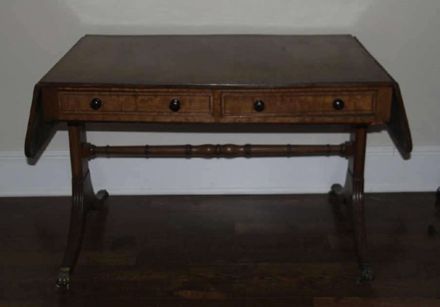 Antique Banded Drop Leaf Console Table (1 of 4)