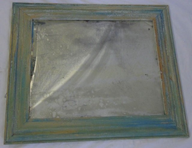 Antiqued Distressed Painted Blue / Green Mirror (1 of 2)