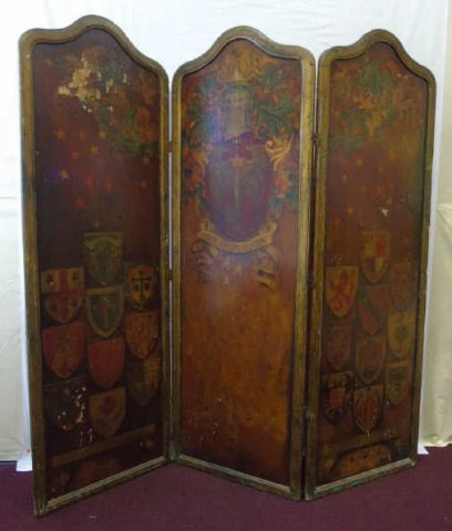 Antique 3 Paneled Hand Painted Screen (1 of 5)