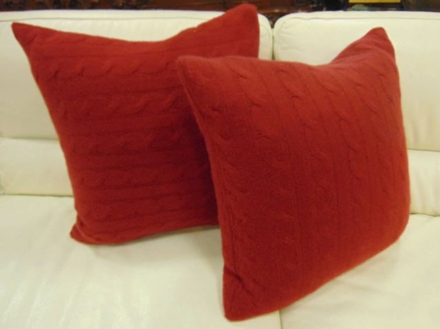 Pair of Red Cashmere Throw Pillows (1 of 3)