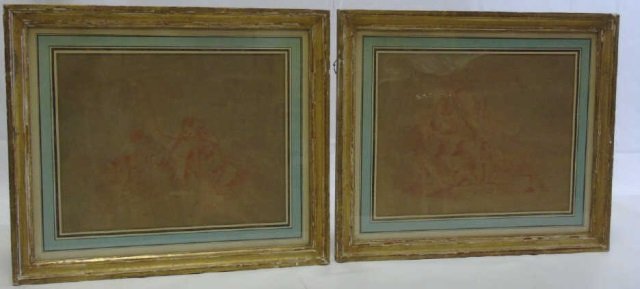 Pair of 18th Century French Oil Crayon Drawings (1 of 8)