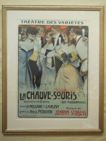 French Theater Lithograph Poster La Chauve Souris (1 of 3)