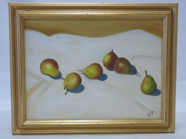 Oil Painting on Canvas of Pears Initialed VS (1 of 3)