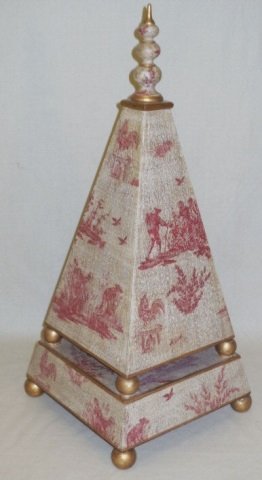 Contemporary Decorative Toile Obelisk w/ Finial (1 of 5)