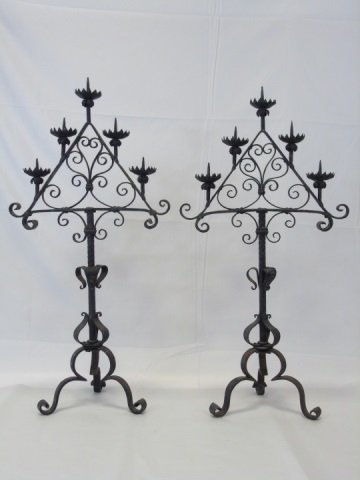 Pair of Ornate Wrought Iron Large Candelabra (1 of 4)