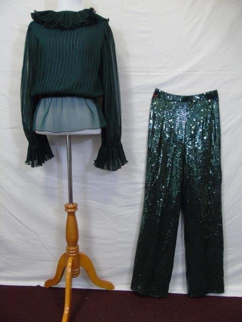 Valentino Pleated Blouse & Sequined Pants Size 8 (1 of 4)