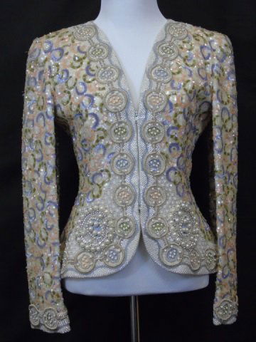 Vintage Mary McFadden Beaded Sequined Jacket Sz 4 (1 of 3)