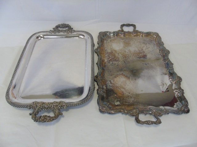 2 Antique English Sheffield Silver Plate Trays (1 of 6)