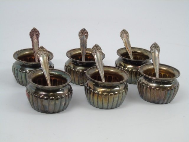 Six English Gorham Sterling Salt Cellars & Spoons (1 of 6)