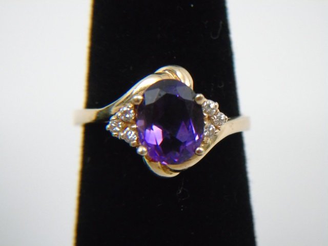 Diamond Amethyst & 14kt Yellow Gold Cocktail Ring (1 of 4)