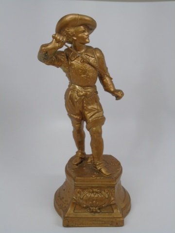 Antique Gilt Metal Statue of a Cavalier Knight (1 of 6)
