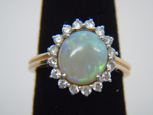 Estate 18kt Gold Diamond & Opal Ladies Ring (1 of 4)