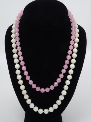 Estate Rose Quartz & White Jade Beaded Necklaces (1 of 6)