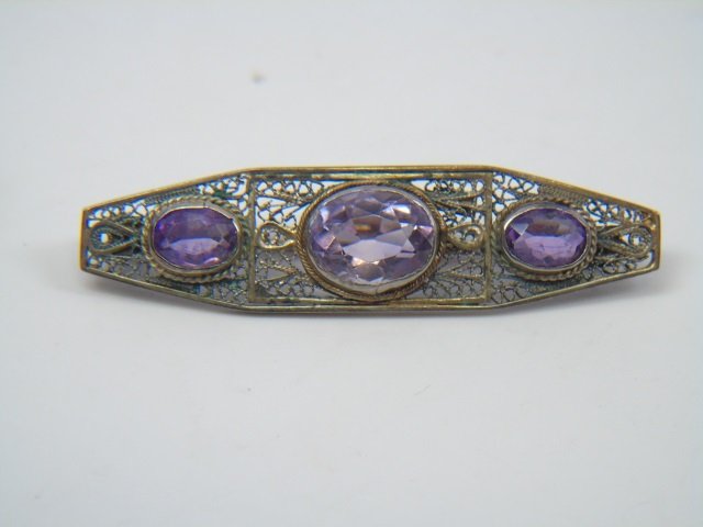 Antique 18kt White Gold Filigree Amethyst Brooch (1 of 2)
