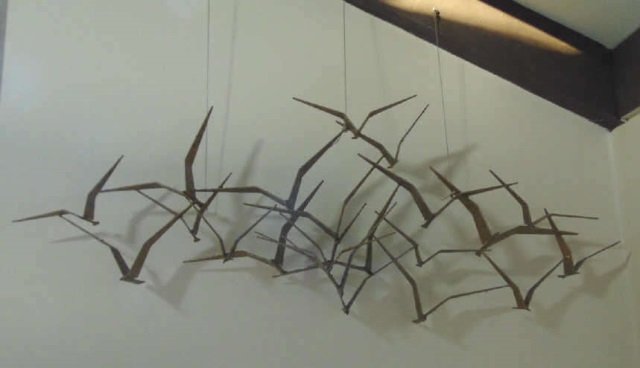 Mid Century Modern Gilt Metal Bird Sculpture (1 of 3)