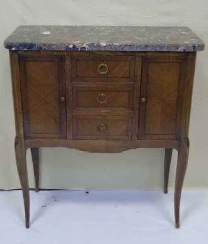 Antique Marble Top Walnut Side Table (1 of 4)