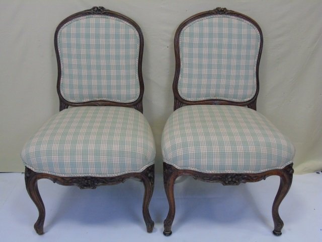 Pair Antique French Carved Side Chairs (1 of 6)