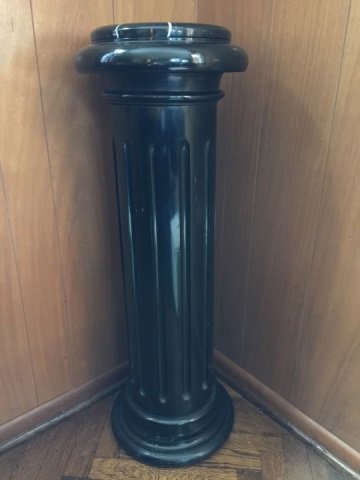 Contemporary Modern Black Wood & Marble Pedestal (1 of 4)