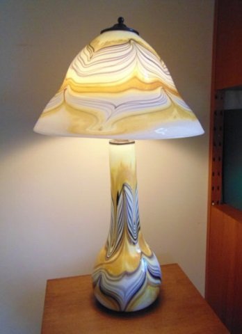 Mid Century Signed Blown Art Glass Table Lamp (1 of 6)