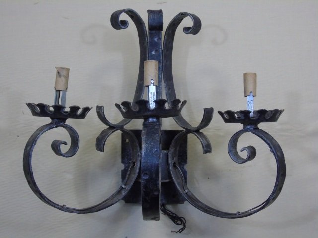 Pair Handmade Wrought Iron Gothic Style Sconces (1 of 3)