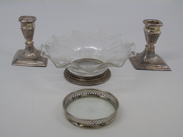 Sterling / Silver Table Articles Bowl Candlesticks (1 of 4)