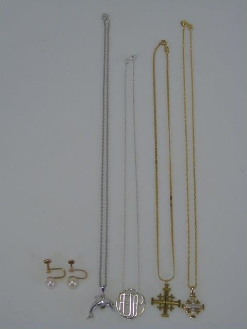 14K Gold & Sterling Silver Necklaces Pearl Earring (1 of 10)