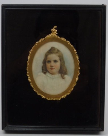 Antique Portrait Miniature w/ Velvet & Gilt Frame (1 of 3)