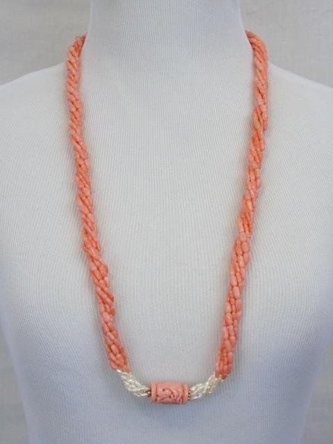 Chinese Coral Multi-strand Bead Necklace (1 of 3)