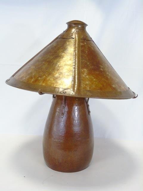 Arts & Crafts Mission Copper Lamp Mica Shade (1 of 6)