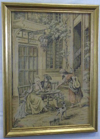 19th Century Framed Tapestry of Gypsy & Couple (1 of 2)